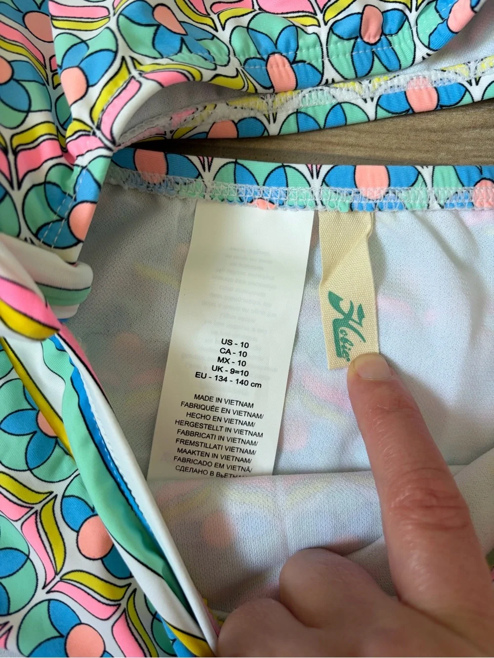 Hobie Girls Keyhole Side Tie One Piece Swimsuit Size 10 Floral Retro Beach
